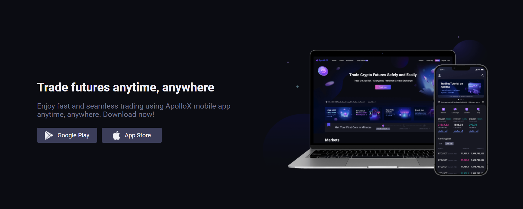 ApolloX derivatives trading platform is available in mobile App ApolloX derivatives trading platform is available in mobile App