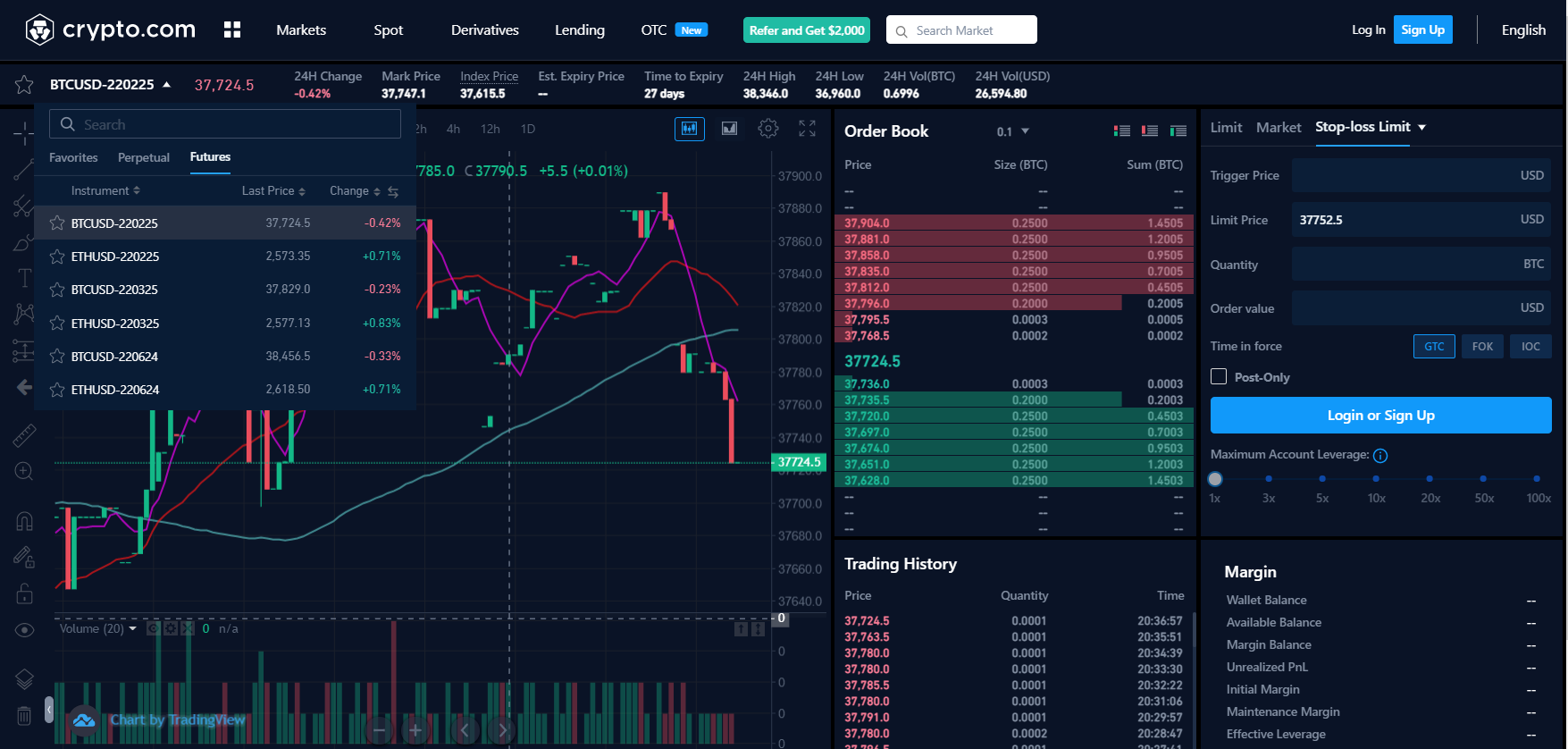 Futures trade room on the Crypto.com exange Futures trade room on the Crypto.com exange