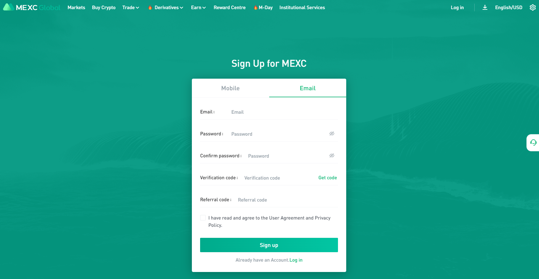 Registration page Registration page